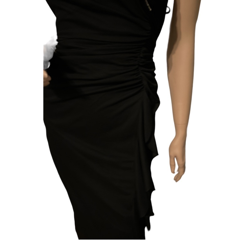 Blondie Nites Linda Bernell Dress Cocktail Halter Black Chiffon Rhinestone SZ 3 - Picture 2 of 6